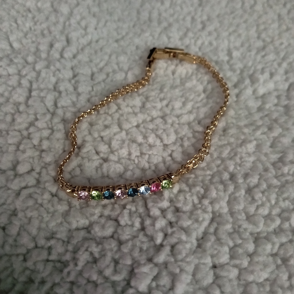 Gold and multicolor rhinestone bracelet